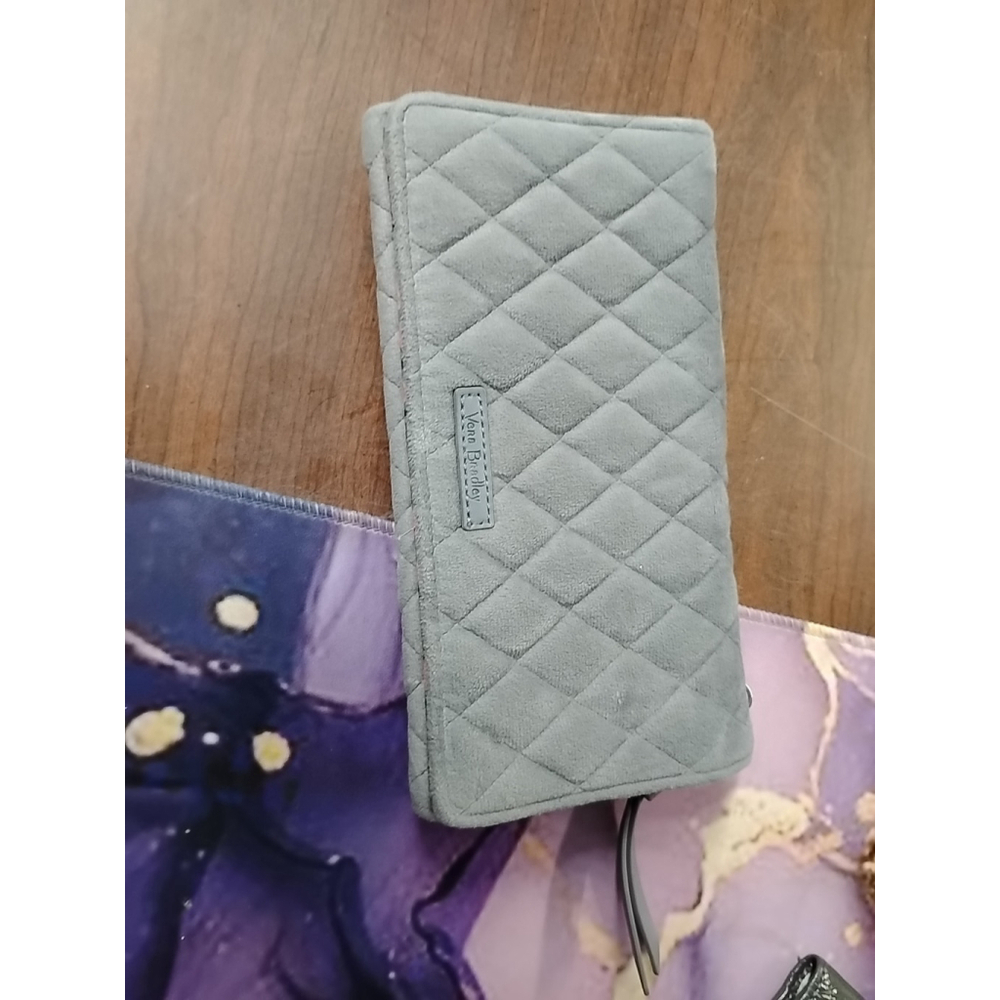 VERA BRADLEY Rfid Crossbody Wallet & Wristlet‎ Carbon Gray Velvet - Picture 1 of 5